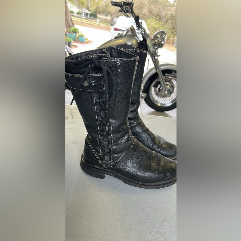 Harley-Davidson Black Leather Combat Moto Boots